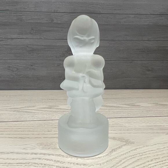 Vintage LE Smith Frosted Glass Girl with Goose Geese Figurine Paperweight - Picture 3 of 10